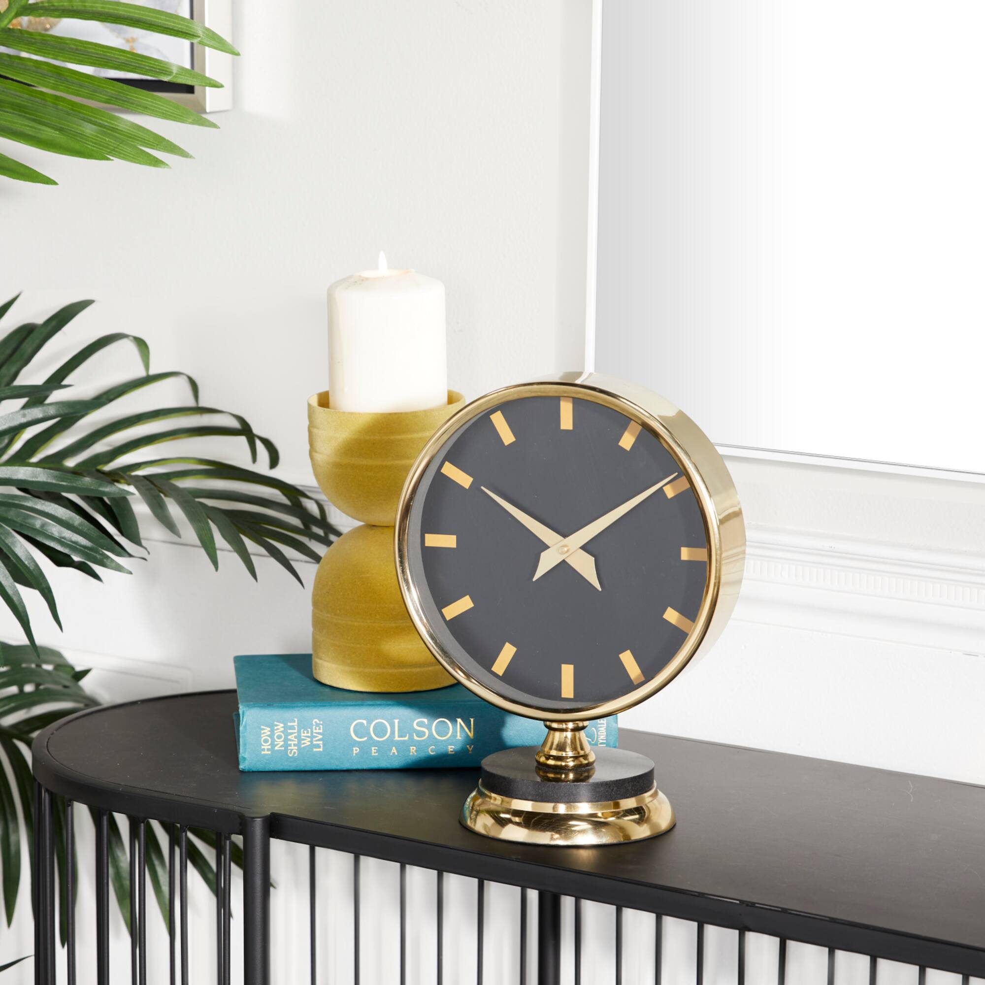 The Novogratz Gold Modern Abstract Clock, 8" x 5" x 11"
